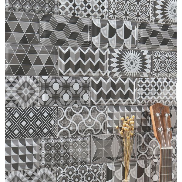 Grey 75x152mm Clay Indoor Wall Tiles for Kitchen Bathroom