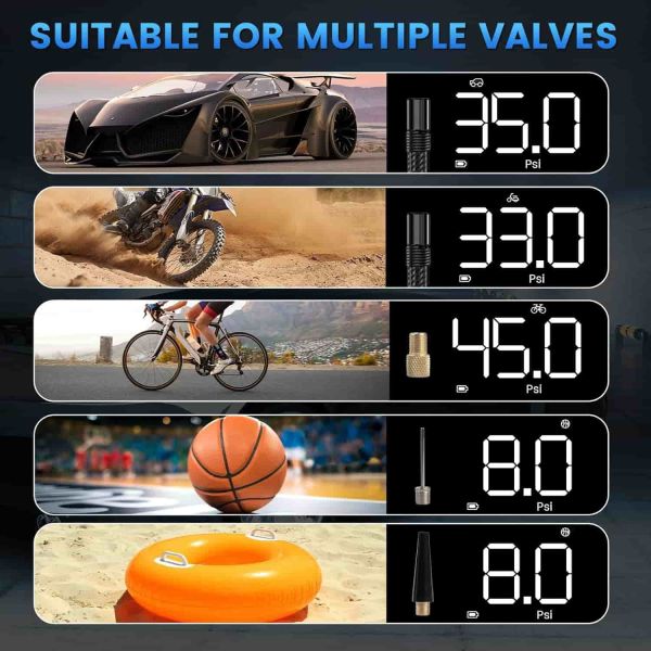 12V 150 PSI Portable Air Compressor For Car Tires 2X Faster Inflation LED Display