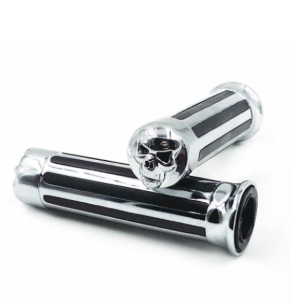 Skull Style Motorcycle Modification Parts Chormed Harley Davsion 25mm Handgrips