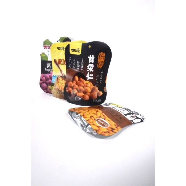 Impression en papier d'aluminium en forme de barrière en plastique stratifié sac POS spécial pour noix