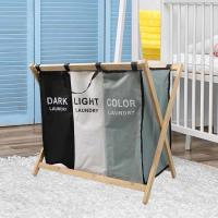 Organisateur pliable épaissi de panier de blanchisserie, panier de blanchisserie en bambou durable de cadre