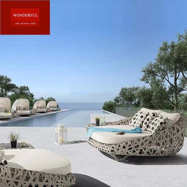 Modern Design Outdoor Sun Lounger Beach Chair Popular Patio Rattan Outdoor Lounger Bed