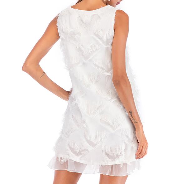 Платье танка пера Faxu изготовленных на заказ женщин Китая фабрики одежды безрукавное окаимленное шифоновое