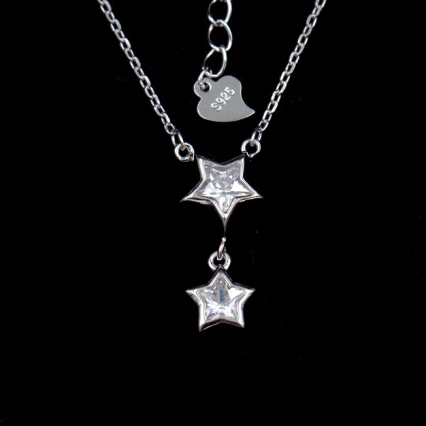 Engagement Silver Butterfly Necklace / CZ Stone Anniversary Gift Necklace