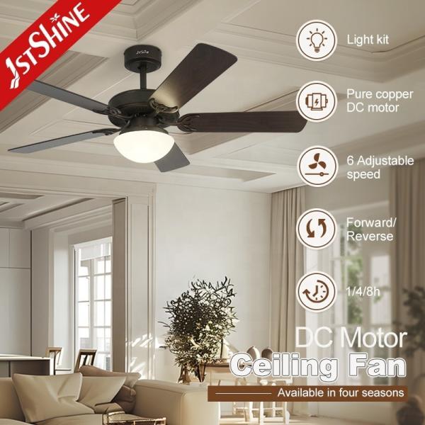 Controlo de parede 52 polegadas MDF 5 Blade LED ventilador de teto com luz dimmable design clássico