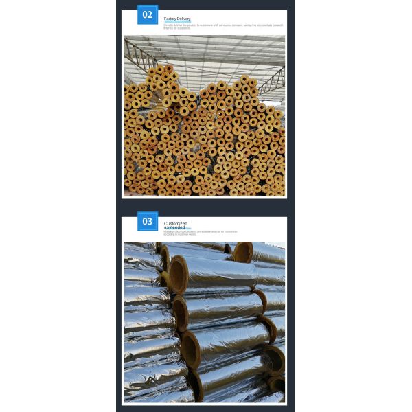 64kg/m3 Glass Wool Tube With Aluminum Foil Steam Pipe Insulation 25mm Thick