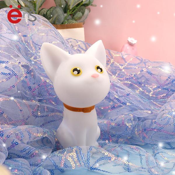 Bedroom Night Lights Lamps White 3D Kat Non Phthalate Pvc Material ODM