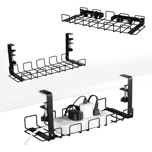 Устойчивый черный металлический проволока кабельной корзины для стола одноуровневый кабельный багажник держатель