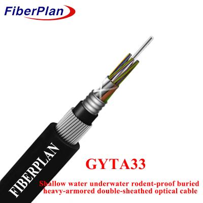 GYTA33 Cabo óptico 4 6 8 12 24 48 Núcleos G652D SM Fios de aço blindados submarinos