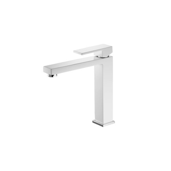 Contemporary White High Wash Basin Faucet Restroom Taps Ceramic Disc Design