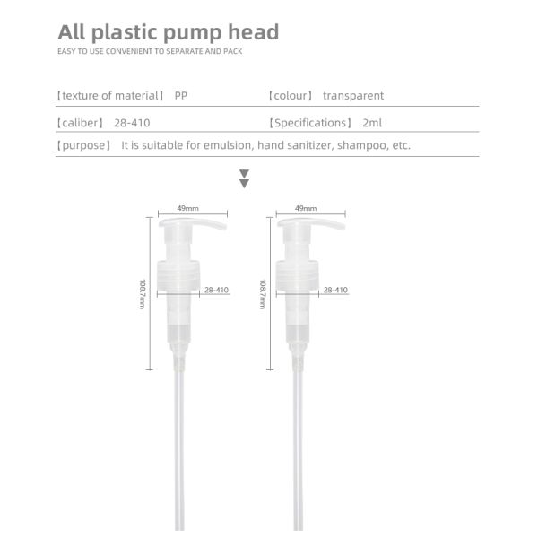 Sustainable Style Mono Material PP Pump Clip Lock 24-410 28-410 2cc Dosing