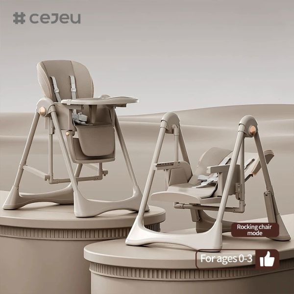 CJ-28,2 в 1+PP+Swing,Grey/White/Pink/Brown,четыре цвета,Packing size 64*31*57cm,Надежный и безопасный детский высокий стул