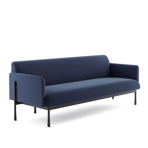 Soft Fabric Modern Office Sofa Three Seater Couch RAL Color With Sturdy Metal Legs