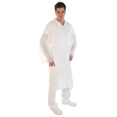 PE Disposable Full Sleeve Lab Coat Customized Design For Electronics Factory / Food Factory