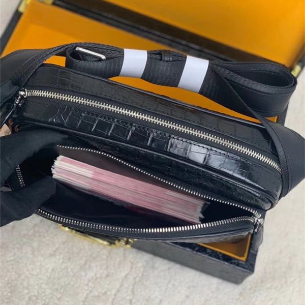 Authentic Crocodile Leather Men's Messenger Bag Small ZIP Flap Purse Genuine Alligator Skin Male Cross Shoulder Bag