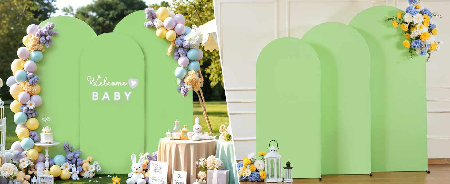 3 Piece Light Sage Green Arch Covers ,Spandex Arch Backdrop Cover for Wedding、 Baby Shower 、Birthday Party 