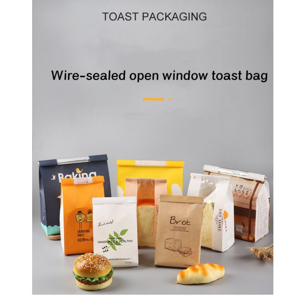 Quad Seal Kraft Paper Food Packaging Bags Biodegradable For Bread Embossed