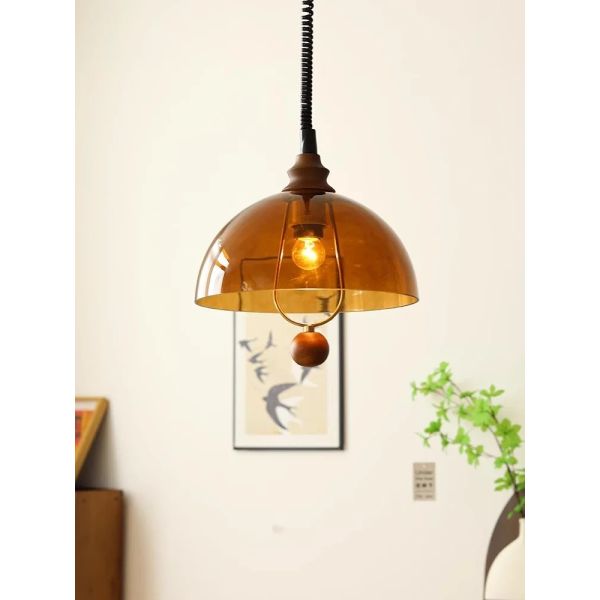 Wabi Sabi Amber Shades Hanging Chandelier Light American Retro Lift E27 Pendant Lamp (WH-VP-361)