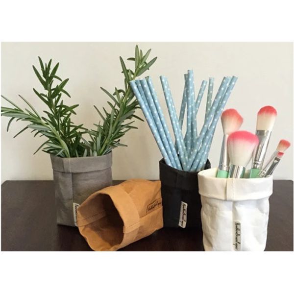 Recycled Kraft Paper Storage Bags Grocery Toys Washable Paper Storage Bags