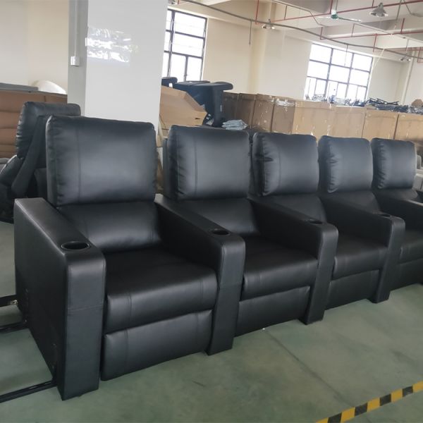 Folding Motorized Home Theater Seating Electric Top Grain Leather Recliner Sofa