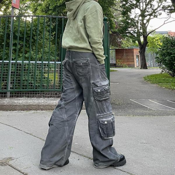 Les coureurs sur mesure Hommes Jeans Baggy Cargo Pantalon éclaboussé Loose surdimensionné Sweatwear Sweatpants Casual Sweat Track Pantalon pour hommes