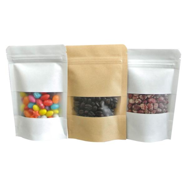Water-proof Plastic Laminat Resealable Ziplock Brown Kraft Bags with Window for Storage Tea, Coffee Bean, Food Packaging