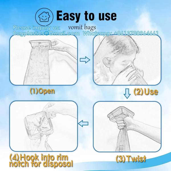 Emesis Bag, Disposable Vomit Bags, Aircraft & Car Sickness Bag, Nausea Bags For Travel Motion Sickness (Blue)