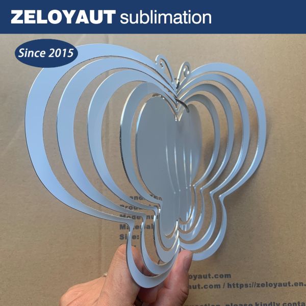 ZELOYAUT Wholesale Sublimation Blank Aluminium Sublimation butterfly Wind Spinners 3/8/10 Inch Metal Crafts Outdoor Ornaments