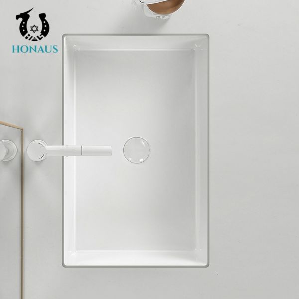 CE 500mm Inset Basin Below Counter Wash Basin Embedded In Square Balcony Stone