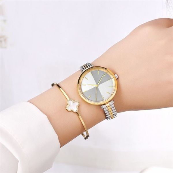Women'S Stainless Steel Waterproof Watch Quartz Movement Plexiglass Mirror