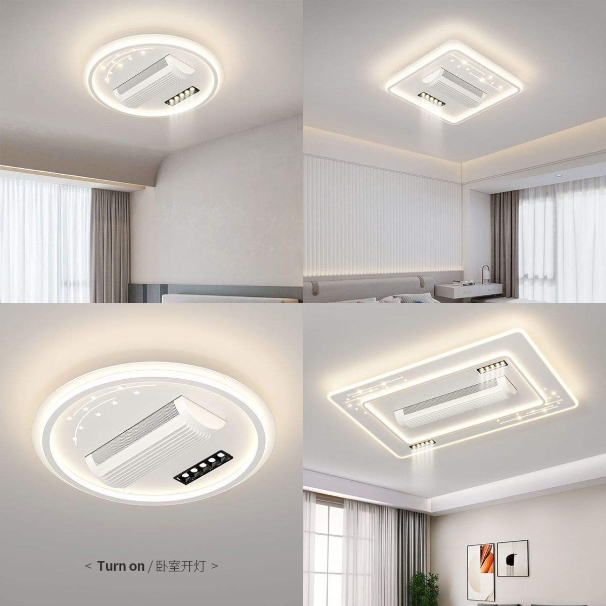 Manufacturer Three Color Strong Wind Anti Flicker No Blades Living Room Bedroom Dining Room Remote Control Silent Fan Light