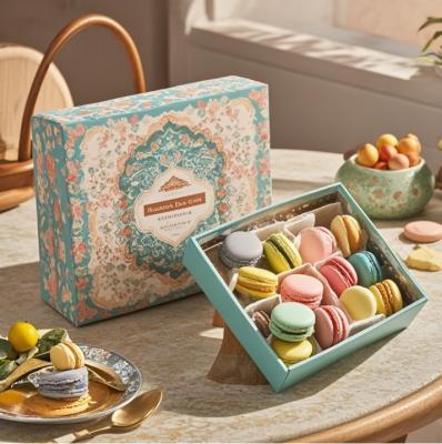 Low MOQ Customized Luxury Logo Paper Macaron Packaging Box with Divider Paper Packaging Macaron Gift Box