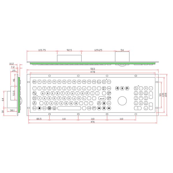 Тип водоустойчивая клавиатура 106 ключей, промышленная клавиатура компьютера металла ранга
