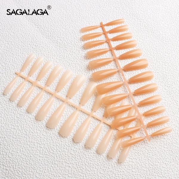Extra Long Sculpted Full Cover Soft Gel Ballerina Nail Tips Nude Color French Jelly Gel 100% ABS