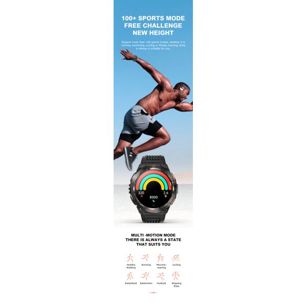 GS500 1.43inch AMOLED Smart Watch with GPS and 3ATM Waterproof