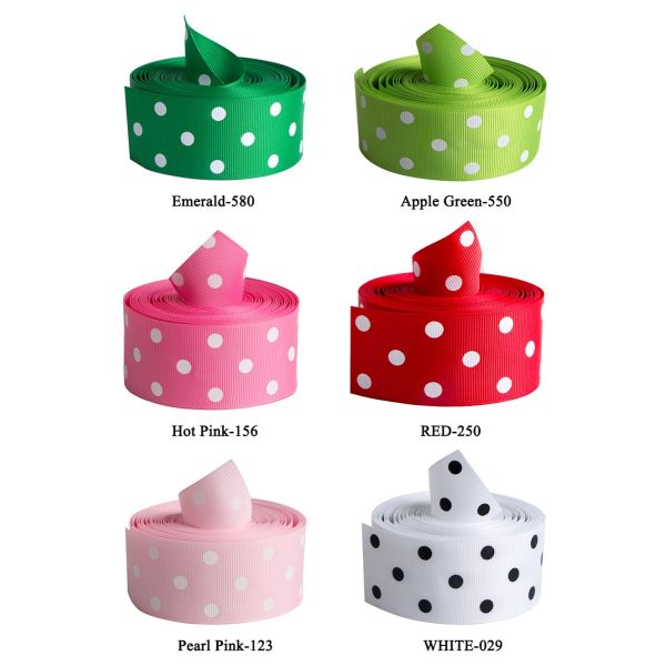 Eco-Friendly Screen Print Polyester Dots Grosgrain Ribbons for Decoration