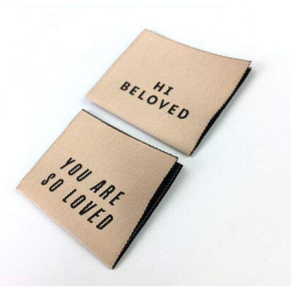 Sew on Woven Fabric Labels Custom Logo Washable Damask Neck Tags