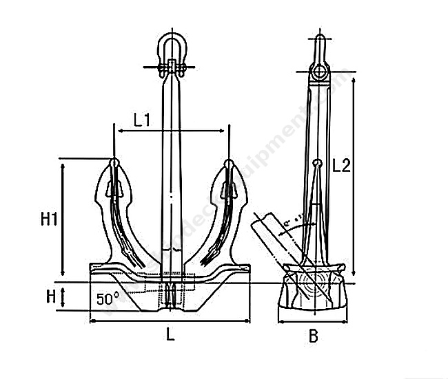 Cast Steel JIS Stockless Anchor | Ordinary Bower Anchor for Ships