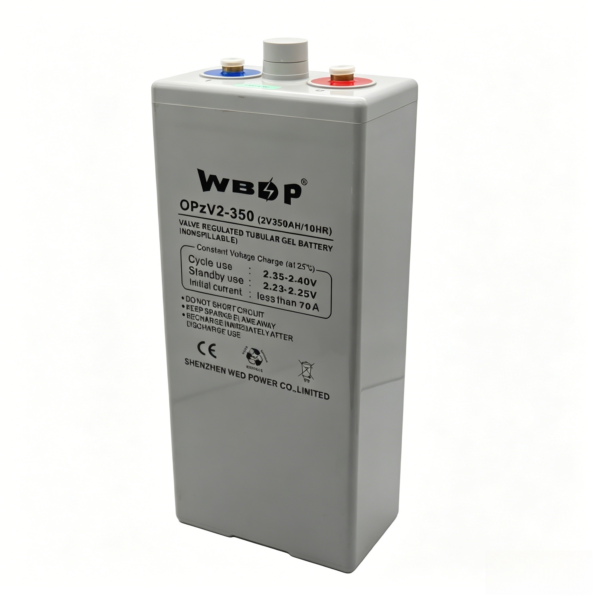 Rechargeable OPZV Battery 350AH 2V Deep Cycle Battery For Off Grid / Grid Tied Solar Systems