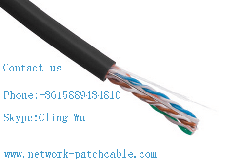 Black 4P Exterior Grade UTP Outdoor Cat5e Cable 100MHz Fire Resistant