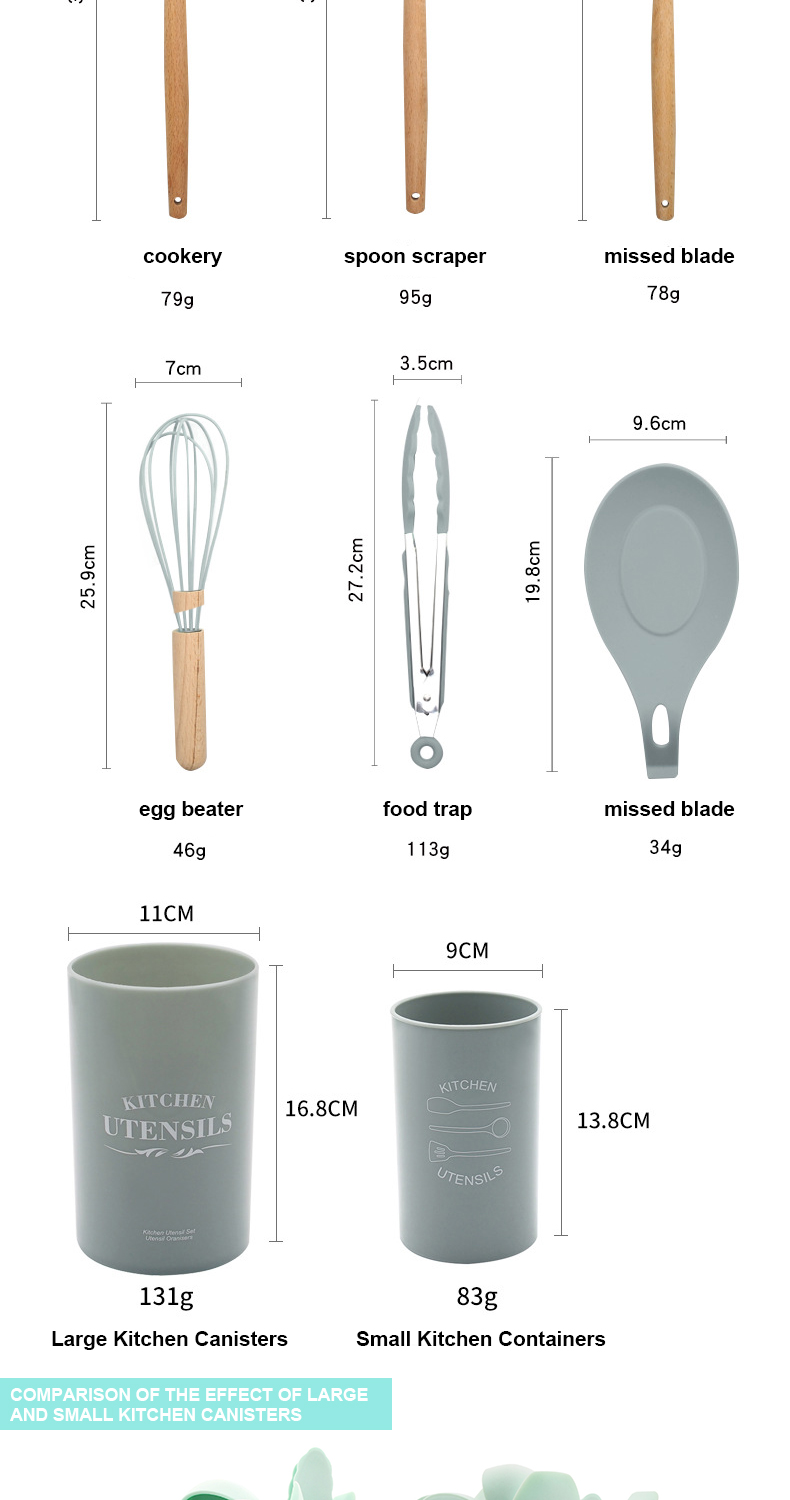 не шпатель силикона ручки 13Pcs установил с деревянной ручкой