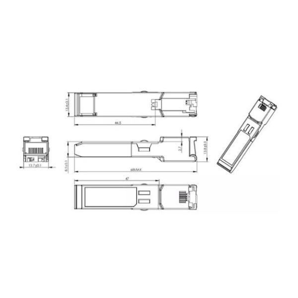 Приемопередатчик оптического волокна локальных сетей SFP-GE-T-RJ45 SFP+ CAT6 CAT6A 10G