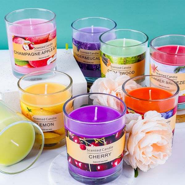 Soy Wax Glass Jar Scented Candle Luxury Aromatherapy Candle In Transparent Glass Jar