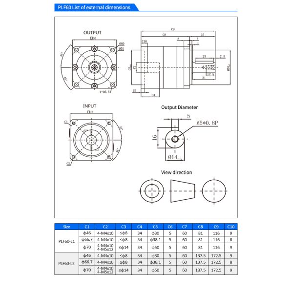 Lichuan Planetary Reducer Gearbox 15 to 1 15:1 PLF60 60mm Frame Size High Precision High Torque