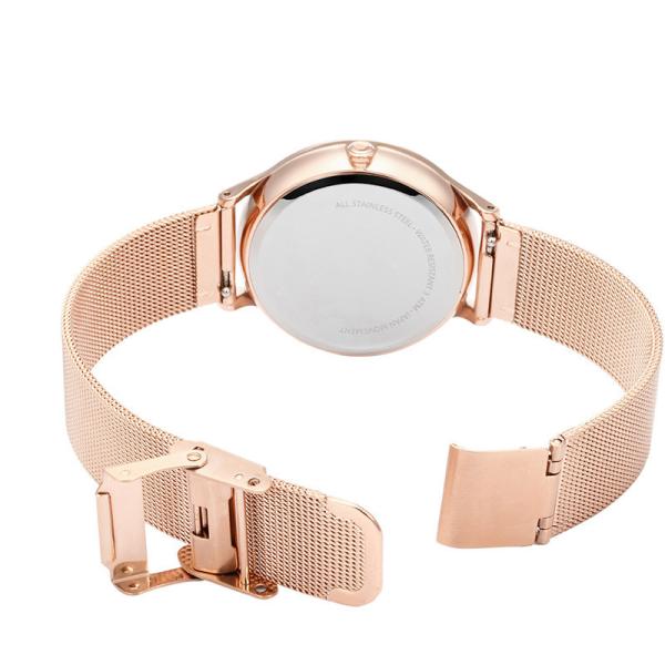 39mm Rose Gold Wristwatch Stainless Steel Back Gold Chain Watch For Ladies