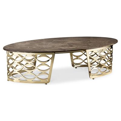 A mesa de centro personalizada dourada forjou a mesa de centro superior de mármore redonda de 50cm