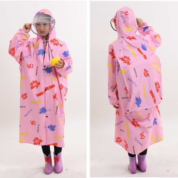 Transparent Long Raincoat RAINWEAR Two-Brimmed Children's Raincoat with One-Piece Poncho