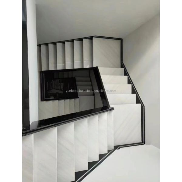 Indoor Villa Modern Natural Stone Stairs Design for Polished Straight Steps