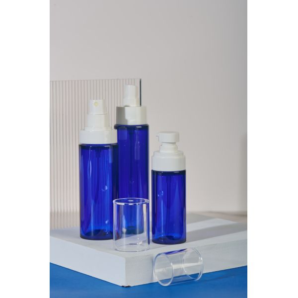 Blue Color Thick Wall Eye Serum Plastic Bottle With Lotion Pump 30ml 50ml