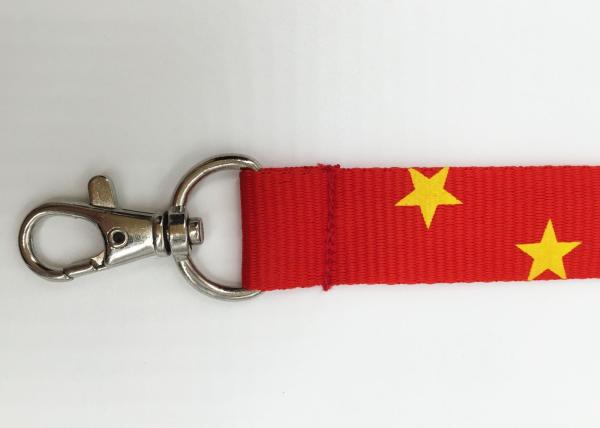 Fashionable Red Silk Screen Lanyards Heat Transfer Lanyard With Yellow Stars